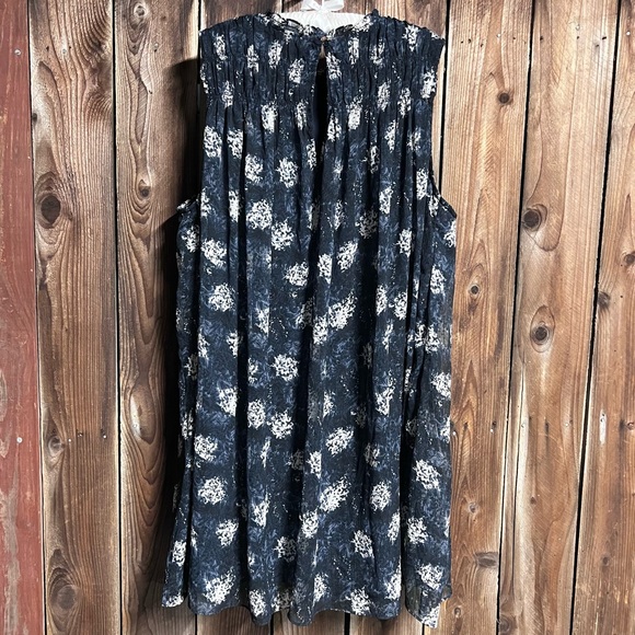 Joie Baltic Print Ruffle Smocked High Neck Sleeveless Mini Swing Dress Sz XXL - Picture 9 of 10